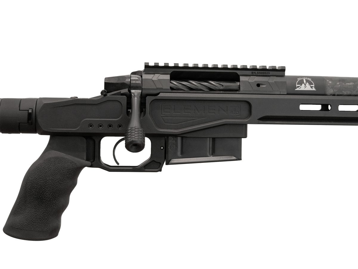 Snowy Mountain Rifle Co. | Custom Long-Range Rifles Close up of the Wolverine action, trigger, and grip.