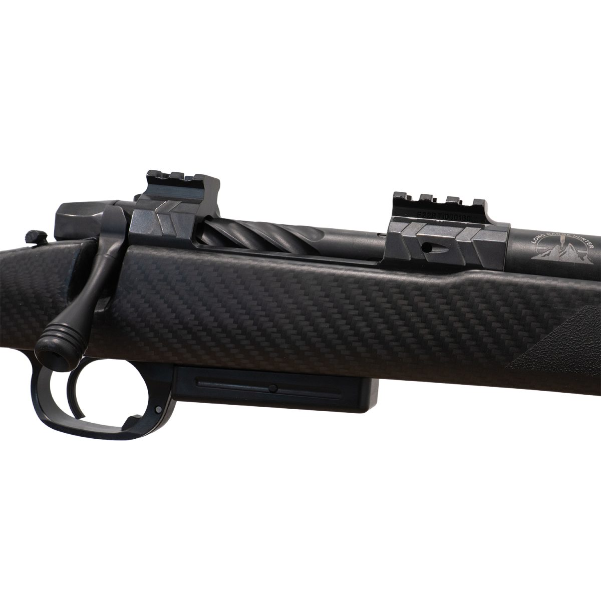 Snowy Mountain Rifle Co. | Custom Long-Range Rifles Long Range Hunter over bolt view with SMR logo